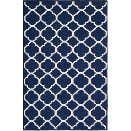 Safavieh 2 ft. -6 in. x 4 ft. Runner Contemporary Dhurries- Navy and Ivory- Hand Woven Rug DHU627D-24